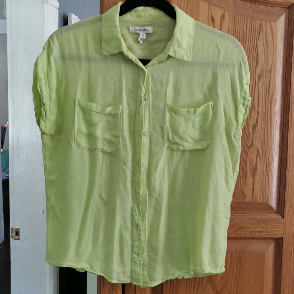 Bright green sleeveless top